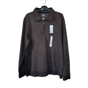 Croft & Barrow Mens Large Extra Soft Fleece Quarter Zip Pullover Brown Heather